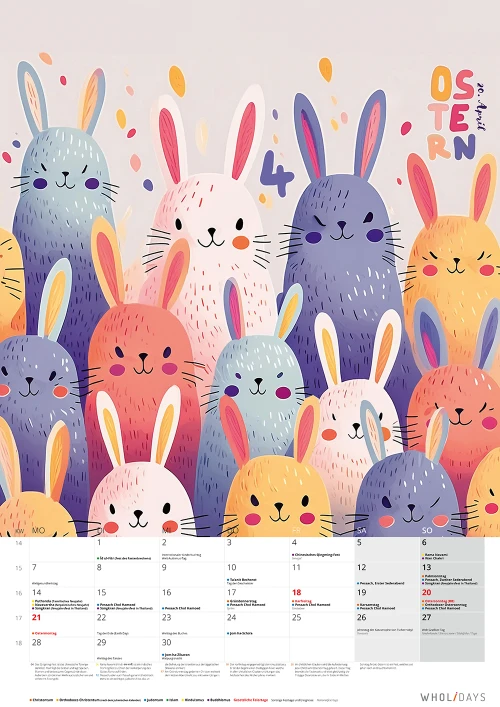 Der wholidays-Kalender 2025 – April